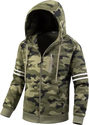 Chrisuno Men's Soft Fleece Fashion Hooded Sweatshirt Zip Up Sports Sweater Hoodie Jacket