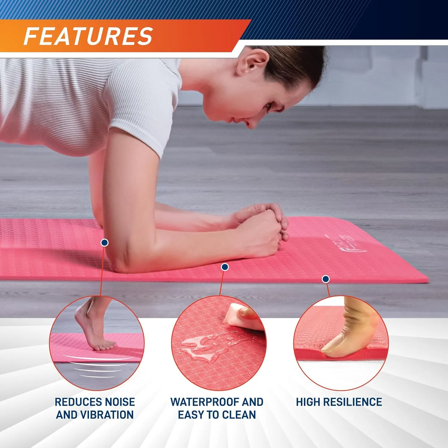 Circuit Fitness by Marcy Non-Slip Multi-Purpose Exercise Yoga Mats with Carrying Strap Multi-Thickness, Multi-Color Options
