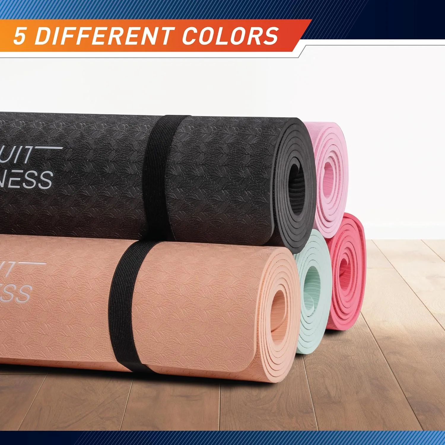 Circuit Fitness by Marcy Non-Slip Multi-Purpose Exercise Yoga Mats with Carrying Strap Multi-Thickness, Multi-Color Options