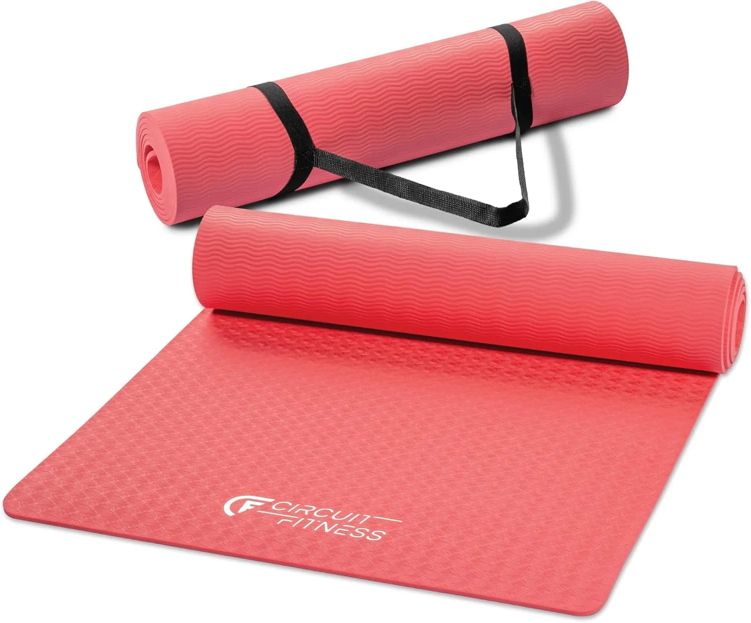 Circuit Fitness by Marcy Non-Slip Multi-Purpose Exercise Yoga Mats with Carrying Strap Multi-Thickness, Multi-Color Options