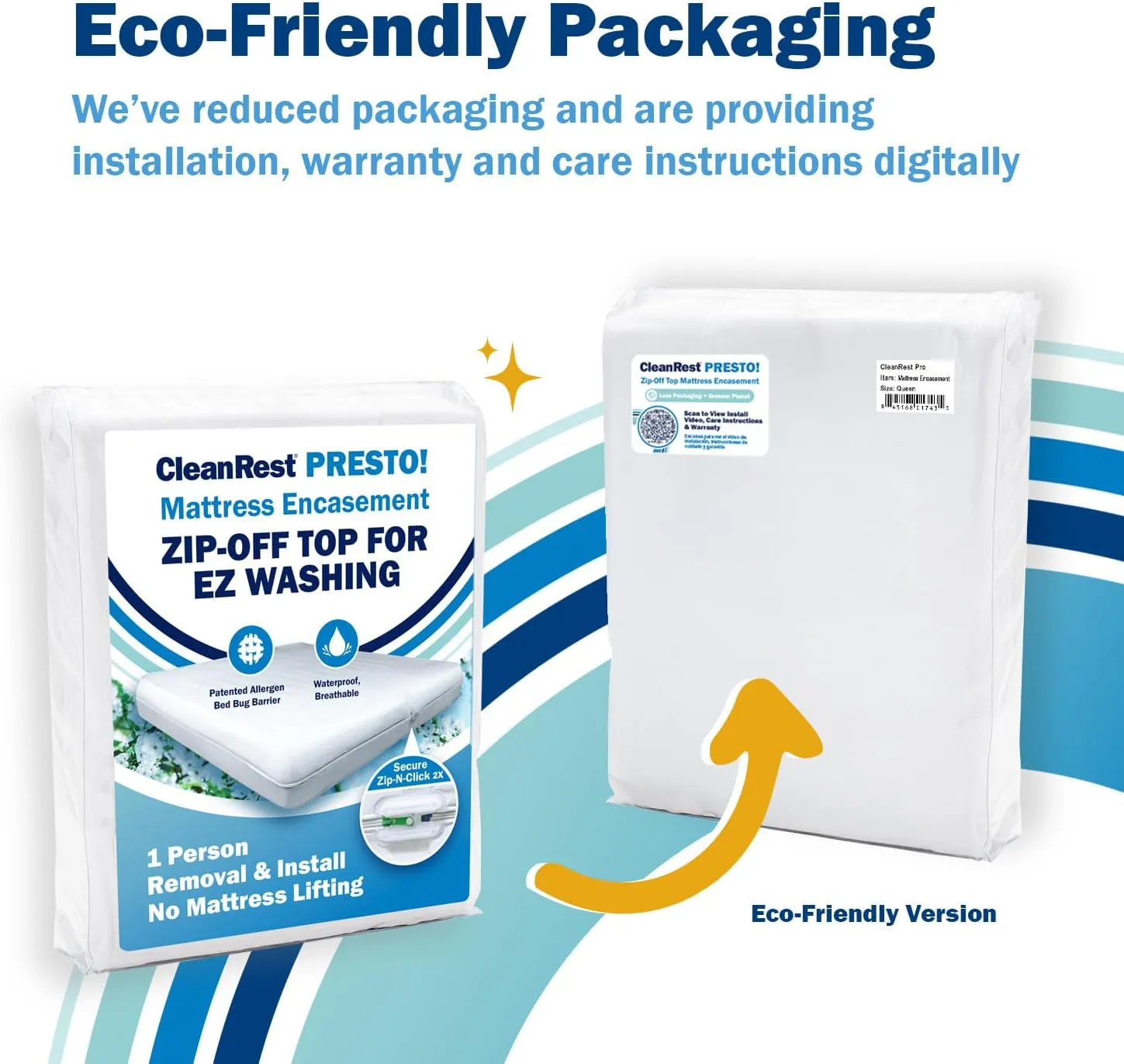 CleanRest Presto! Zip-Off Top Mattress Encasement – Hypoallergenic, Waterproof, Bed Bug Proof Protector – Twin XL