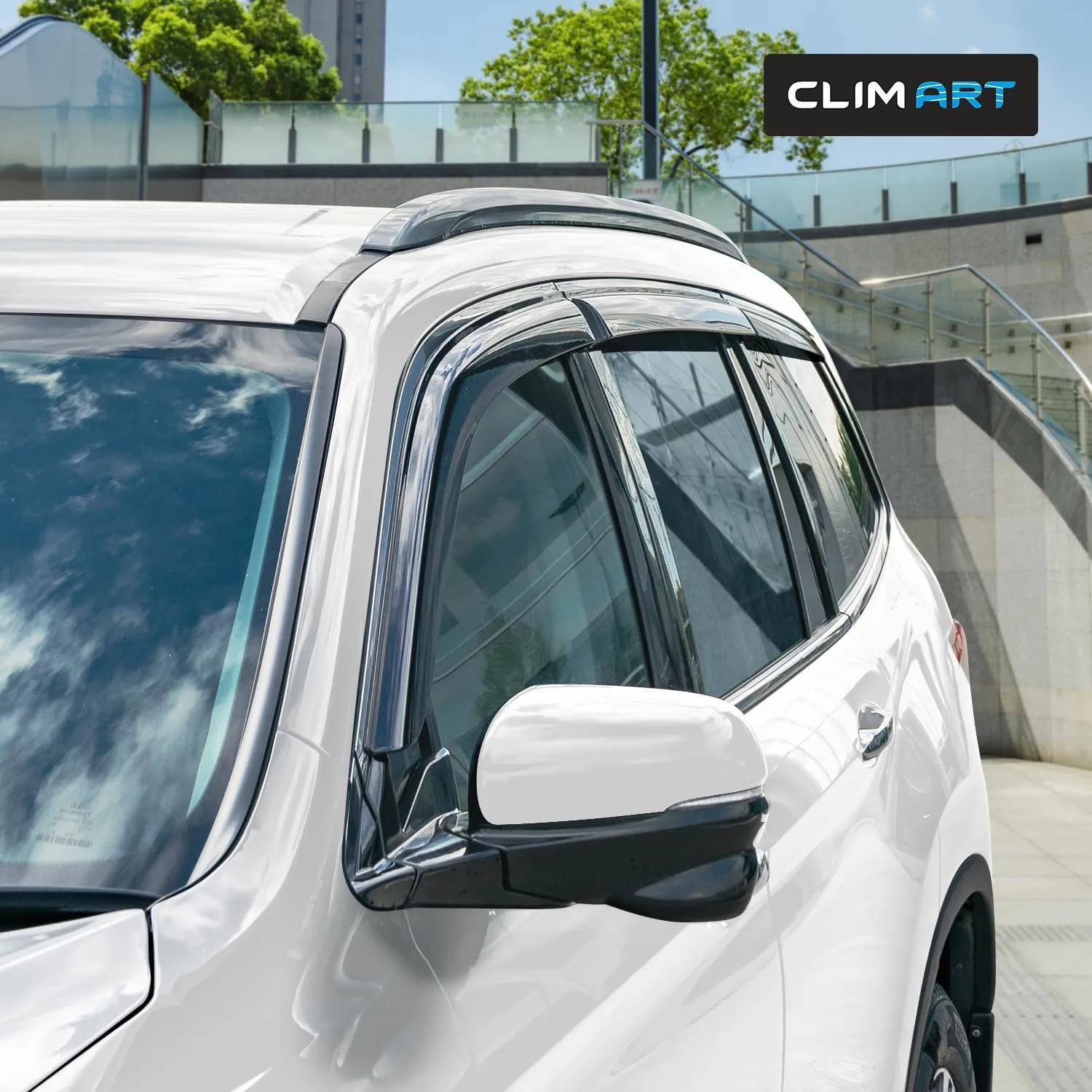 CLIM ART Incredibly Durable Rain Guards for Honda Pilot 2016-2022, Original Tape-on Window Deflectors, Vent Deflector, Window Visors, Car Accessories, 6pcs. - 516140