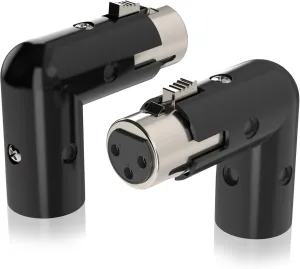 Coda Right Angle XLR Adapter (2 Pack) - 90 Degree Adjustable Male to Female XLR Connector, Durable Universal 3-Pin Fit, Plug and Play Setup for Musicians & Audio Engineers, Crystal Clear Audio Quality