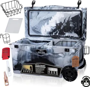 COLD BASTARD COOLERS 70QTW Rugged  CAMO Sand Gray Large Wheels Premium Ice Chest Cooler Accessories Free S&H (CB70W-CS)