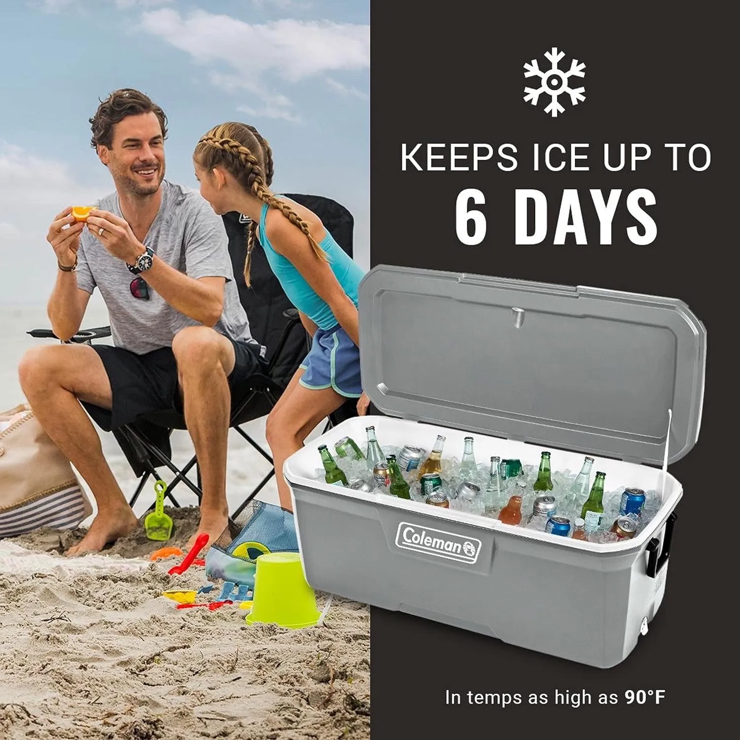 Coleman Classic Series Insulated Portable Cooler, Leak-Resistant Outdoor Hard Cooler Keeps Ice up to 5 Days, 52/70/120/150 Quart