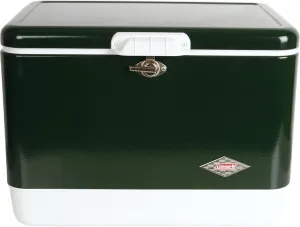 Coleman Vintage 54qt Steel Belted Cooler, Keeps Ice Up to 4 Days, 85-Can Capacity Hard Cooler with Drain & Have-A-Seat Lid