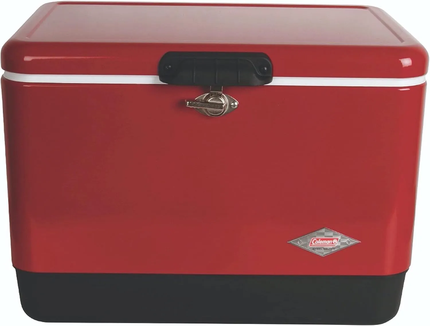 Coleman Vintage 54qt Steel Belted Cooler, Keeps Ice Up to 4 Days, 85-Can Capacity Hard Cooler with Drain & Have-A-Seat Lid
