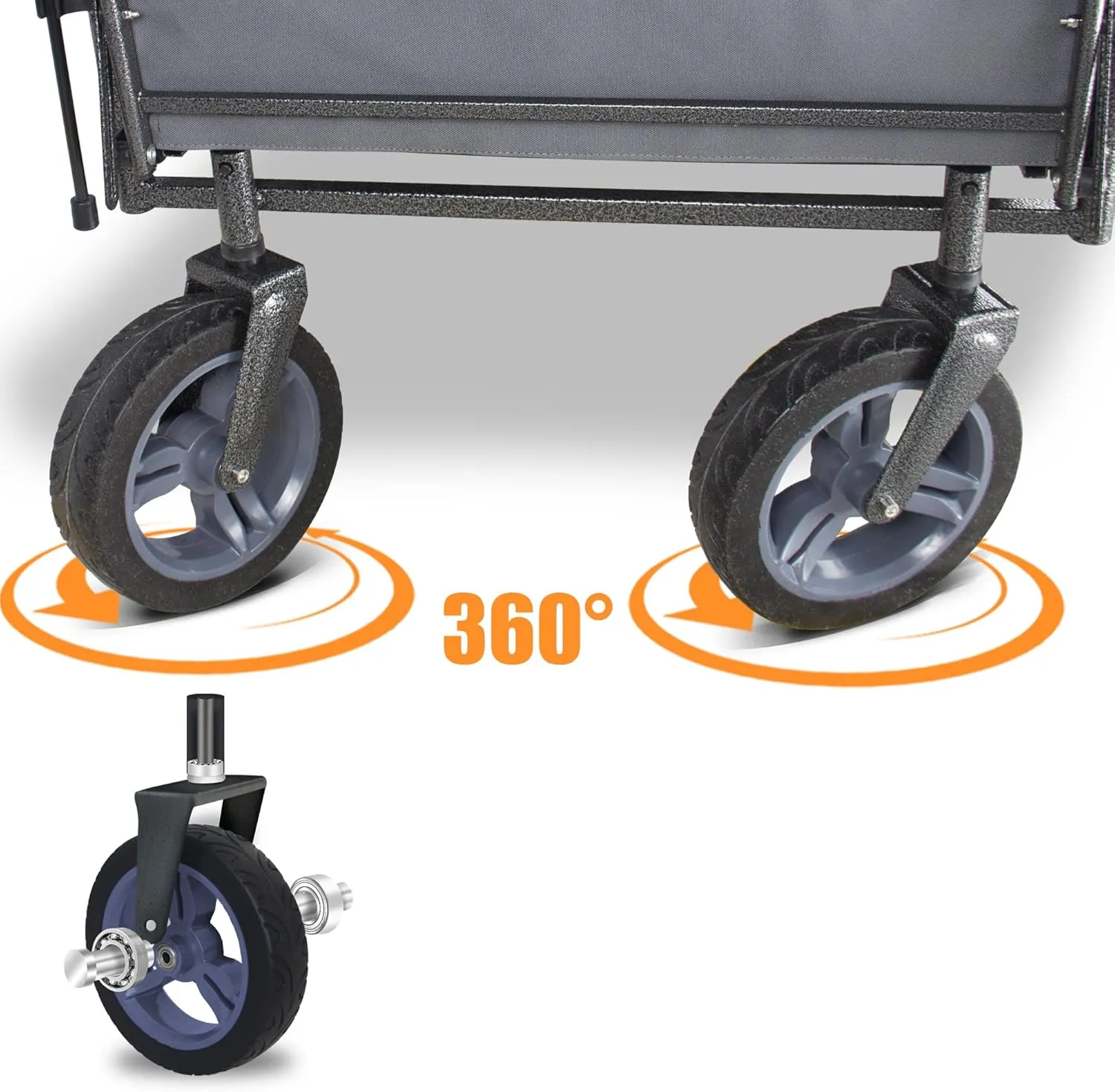 Collapsible Wagon with Removable Canopy | 265LBS Capacity | Dual Foldable Seats | All-Terrain Utility Cart for Camping, Groceries, Beach & Outdoor Adventures (Grey)