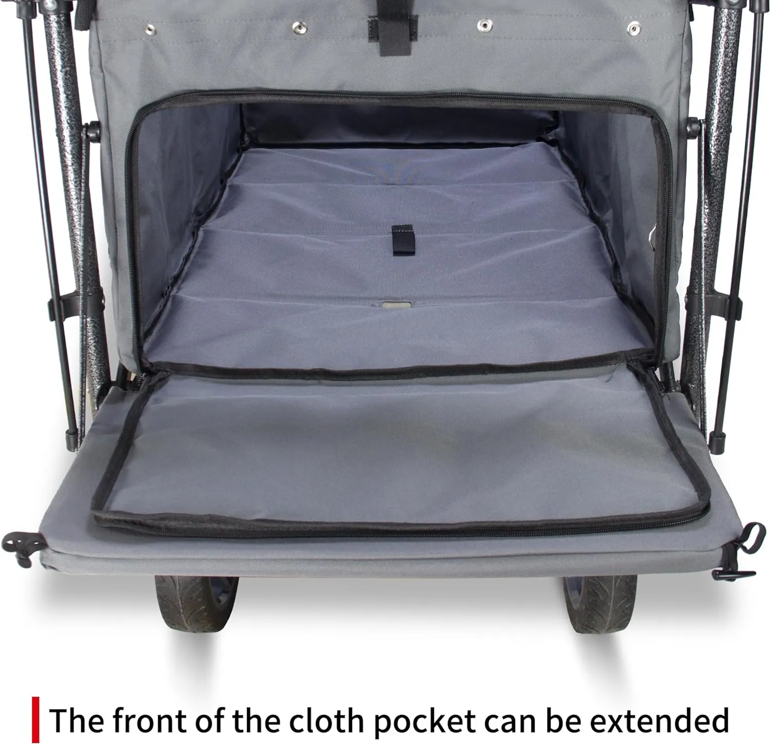 Collapsible Wagon with Removable Canopy | 265LBS Capacity | Dual Foldable Seats | All-Terrain Utility Cart for Camping, Groceries, Beach & Outdoor Adventures (Grey)