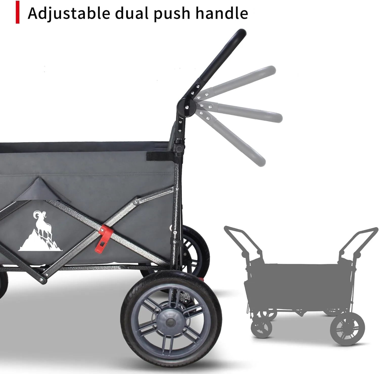 Collapsible Wagon with Removable Canopy | 265LBS Capacity | Dual Foldable Seats | All-Terrain Utility Cart for Camping, Groceries, Beach & Outdoor Adventures (Grey)