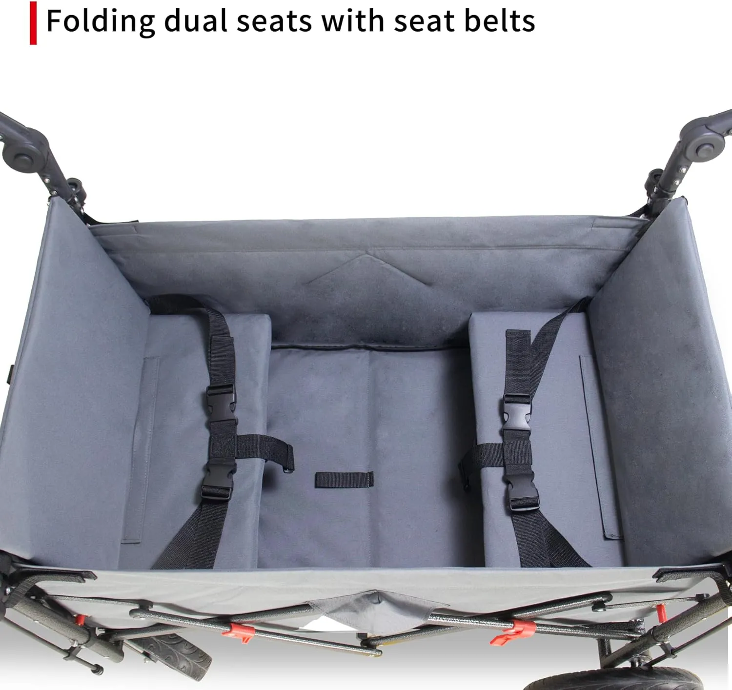Collapsible Wagon with Removable Canopy | 265LBS Capacity | Dual Foldable Seats | All-Terrain Utility Cart for Camping, Groceries, Beach & Outdoor Adventures (Grey)