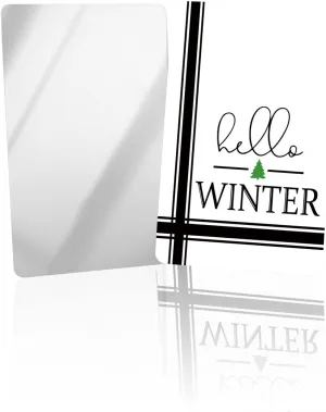 Compact Card Mirror, Unbreakable Stainless Steel Makeup Mirror Hello Winter Simplicity Pattern Rectangular Handheld Small Travel Mirror for Camping, Travelling