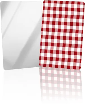 Compact Card Mirror, Unbreakable Stainless Steel Makeup Mirror Red and White Buffalo Check Rectangular Handheld Small Travel Mirror for Camping, Travelling