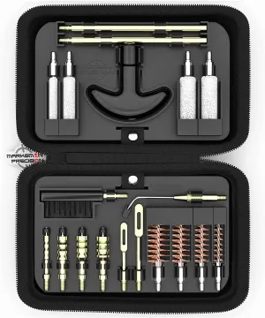 Compact Pistol Cleaning Kit - Brass Jags - .22 9mm 357 .38 .380 .40 10mm .44 and .45 Caliber Handgun Revolver - Up to 8 inch Barrel - Retail Package