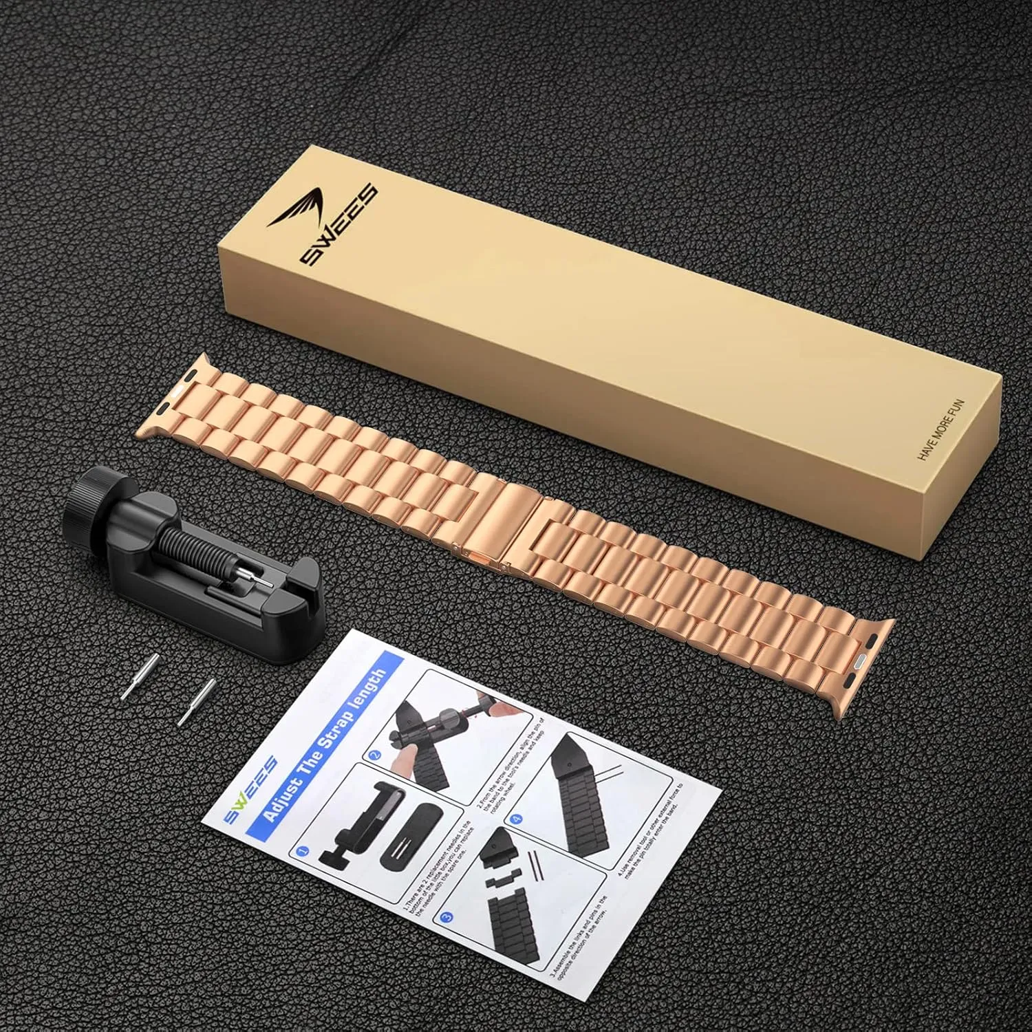 Compatible with Apple Watch Bands 38mm 40mm 41mm 42mm (Series 10), Stainless Steel Link Metal Replacement Wristband Compatible for iWatch Series 10 9 8 7 6 5 4 3 2 1 SE Men Women, Rose Gold