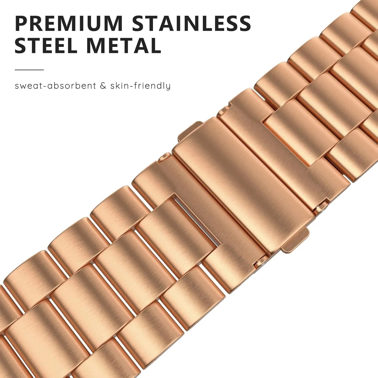 Compatible with Apple Watch Bands 38mm 40mm 41mm 42mm (Series 10), Stainless Steel Link Metal Replacement Wristband Compatible for iWatch Series 10 9 8 7 6 5 4 3 2 1 SE Men Women, Rose Gold