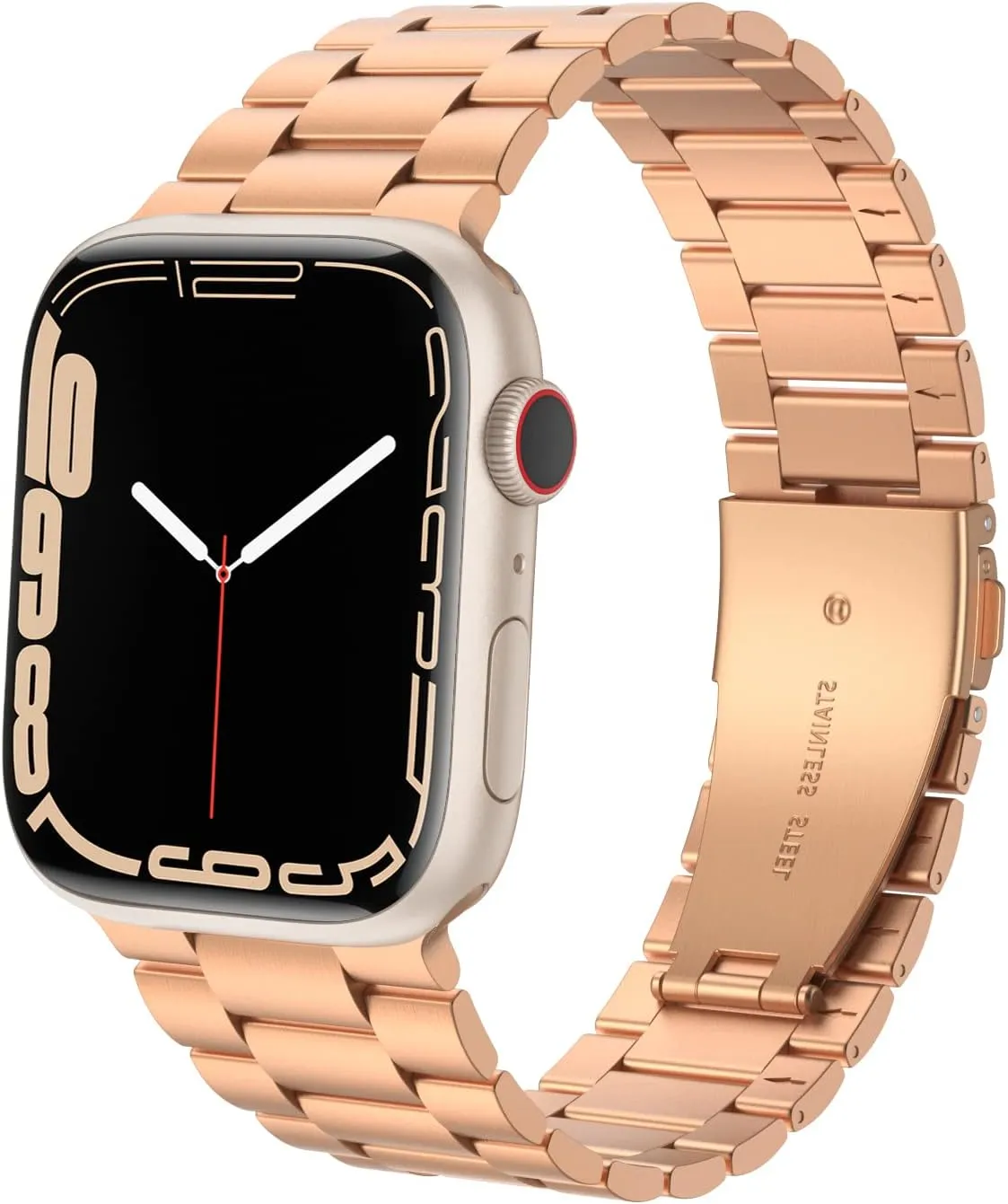 Compatible with Apple Watch Bands 38mm 40mm 41mm 42mm (Series 10), Stainless Steel Link Metal Replacement Wristband Compatible for iWatch Series 10 9 8 7 6 5 4 3 2 1 SE Men Women, Rose Gold