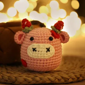 Complete Crochet Kit for Beginners—— Milk pink cow