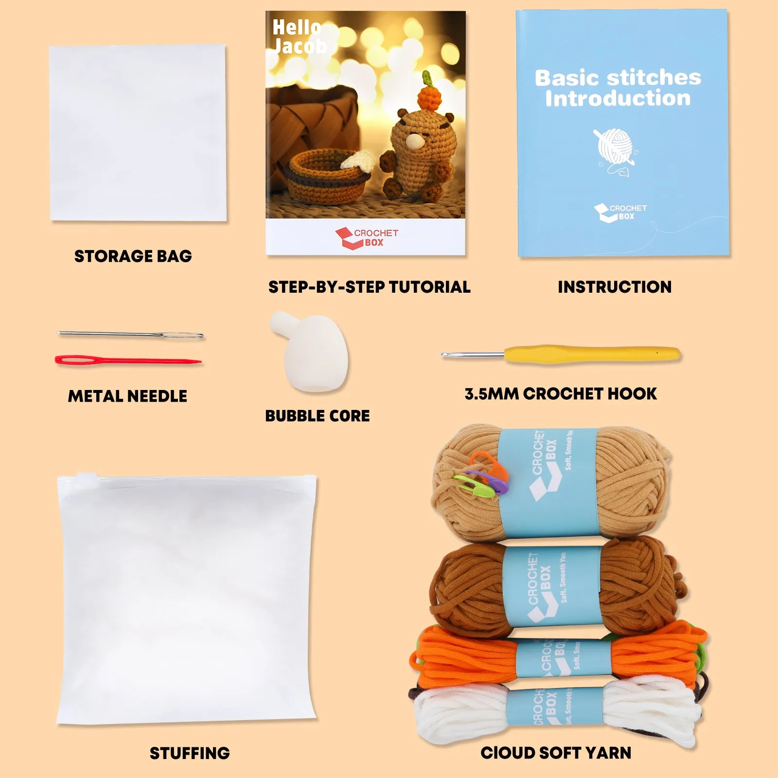Complete Crochet Kit for Beginners——Bathing Capybara
