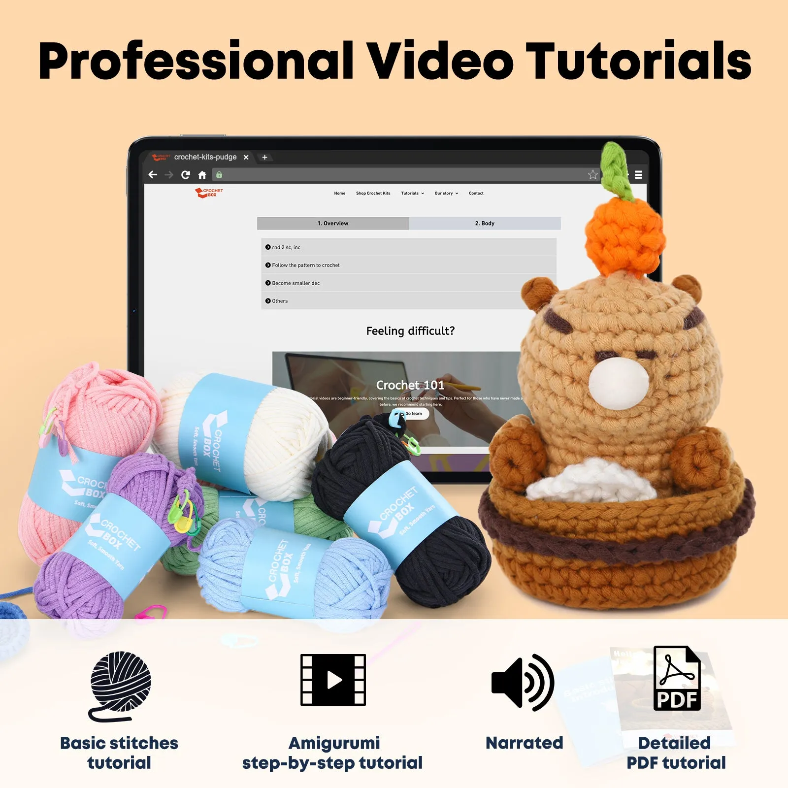 Complete Crochet Kit for Beginners——Bathing Capybara