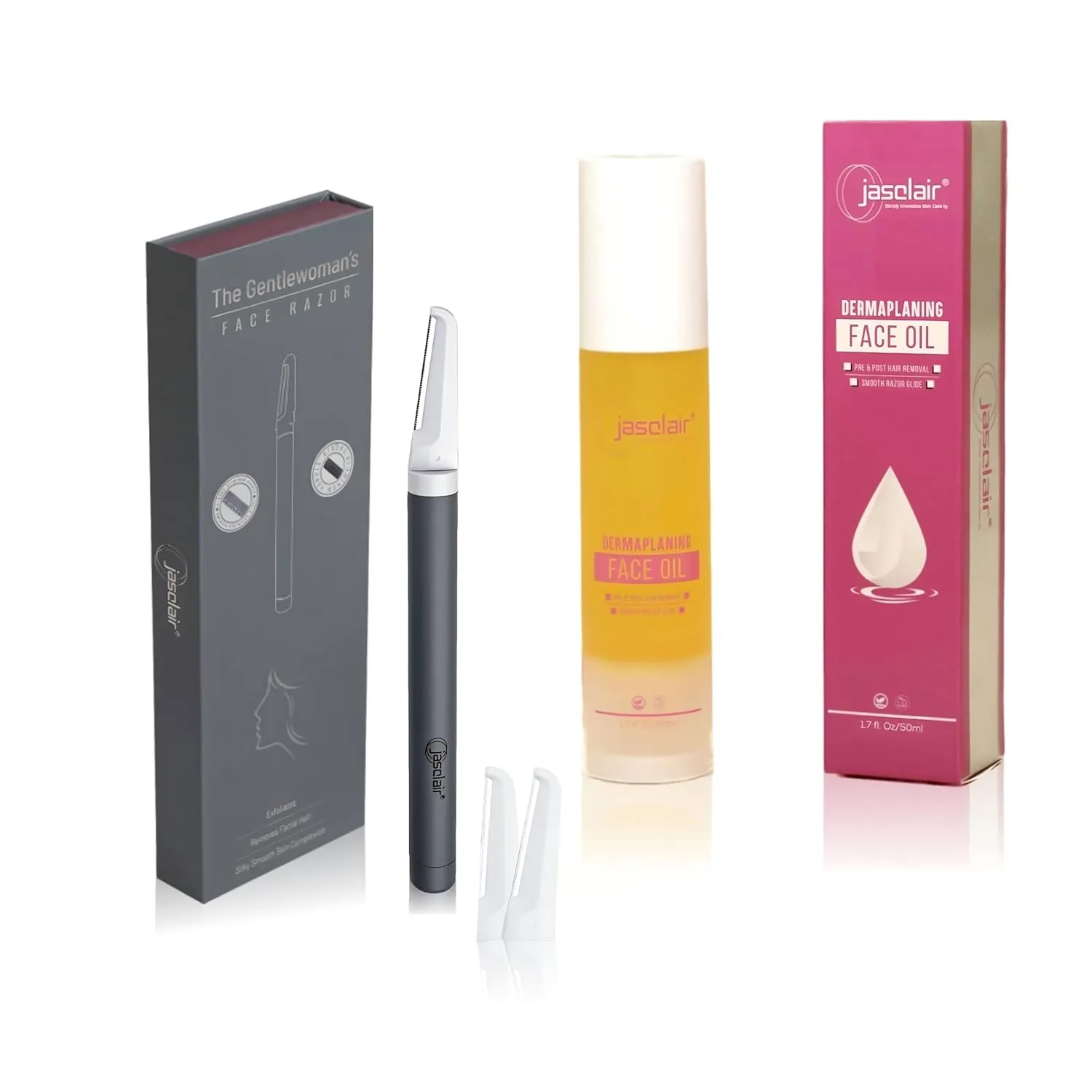 Complete Dermaplaning Set: Professional Grade Tool, Nourishing Oil & 3 Premium Replacement Blades - Achieve Salon-Quality Smoothness at Home