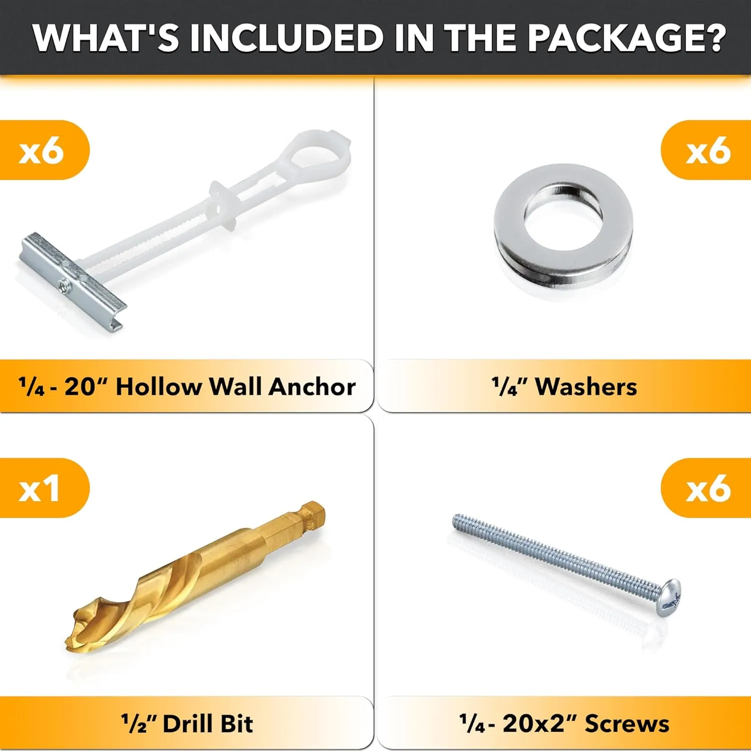 CondoMounts MSK8001 Steel Stud TV Mounting Kit | Metal Stud Anchors | TV Mount Metal Studs | Holds 200lbs on Steel Stud | Includes 6 Elephant Anchor (1/4) Set & 1-Pilot Head Titanium Drill Bit