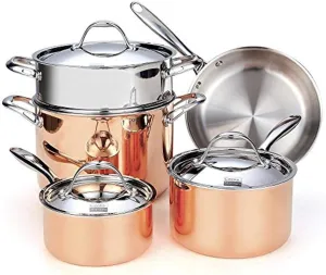 Cooks Standard NC-00389, Stainless Steel 8-Piece Multi-Ply Clad Copper Cookware Set