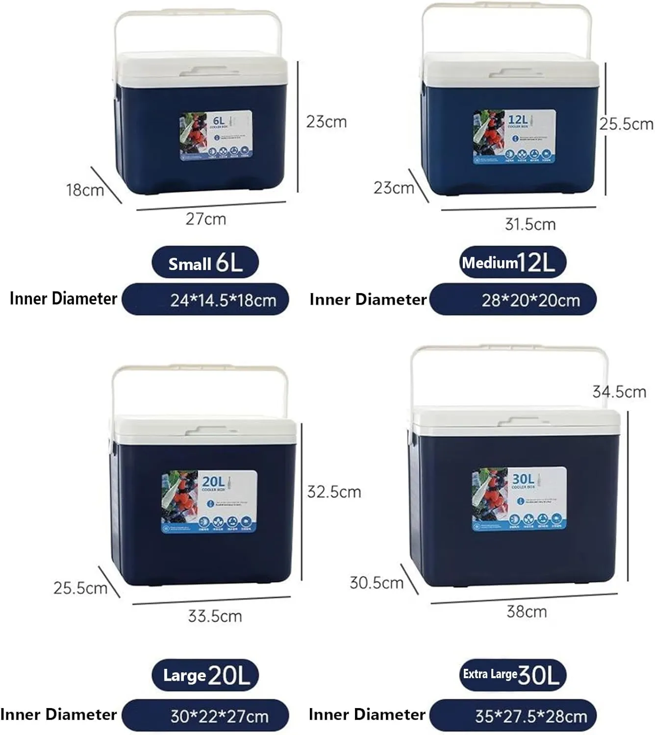 Cooler for Cadillac Series Seventy-Five/Series Sixty/Seville/SRX Insulated Hard Ice Box Large High-Performance Storage Box Portable Cool Picnic Box Festival Camping,B-31.5 * 23 * 25.5cm