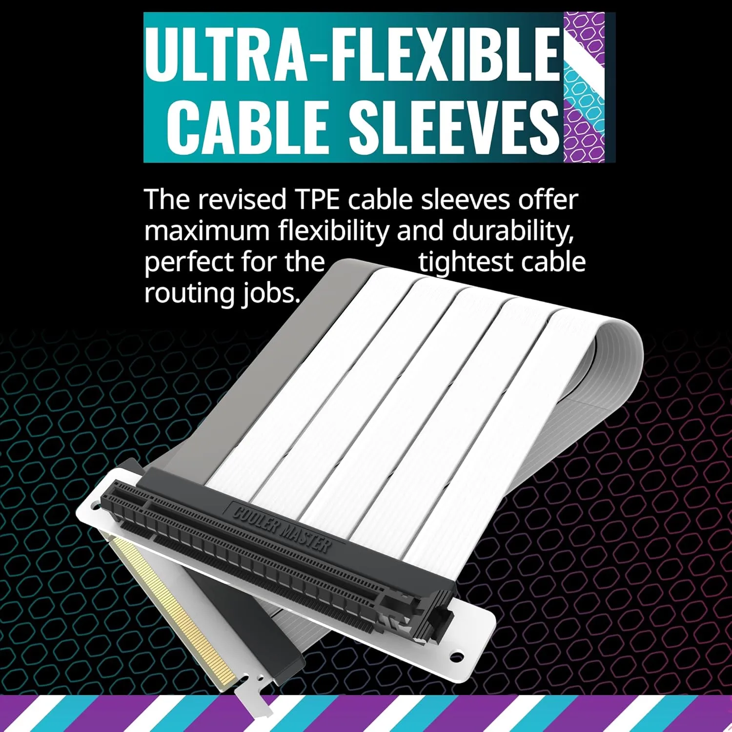 Cooler Master MasterAccessory Riser Cable PCIe 4.0 x16 200mm V2 White, PCIe 4.0 | Older Compatible, EMI shielded 30 AWG, TPE Cable Sleeves, Protective ABS Casing for GPU Card (MCA-U002R-WPCI40-200)