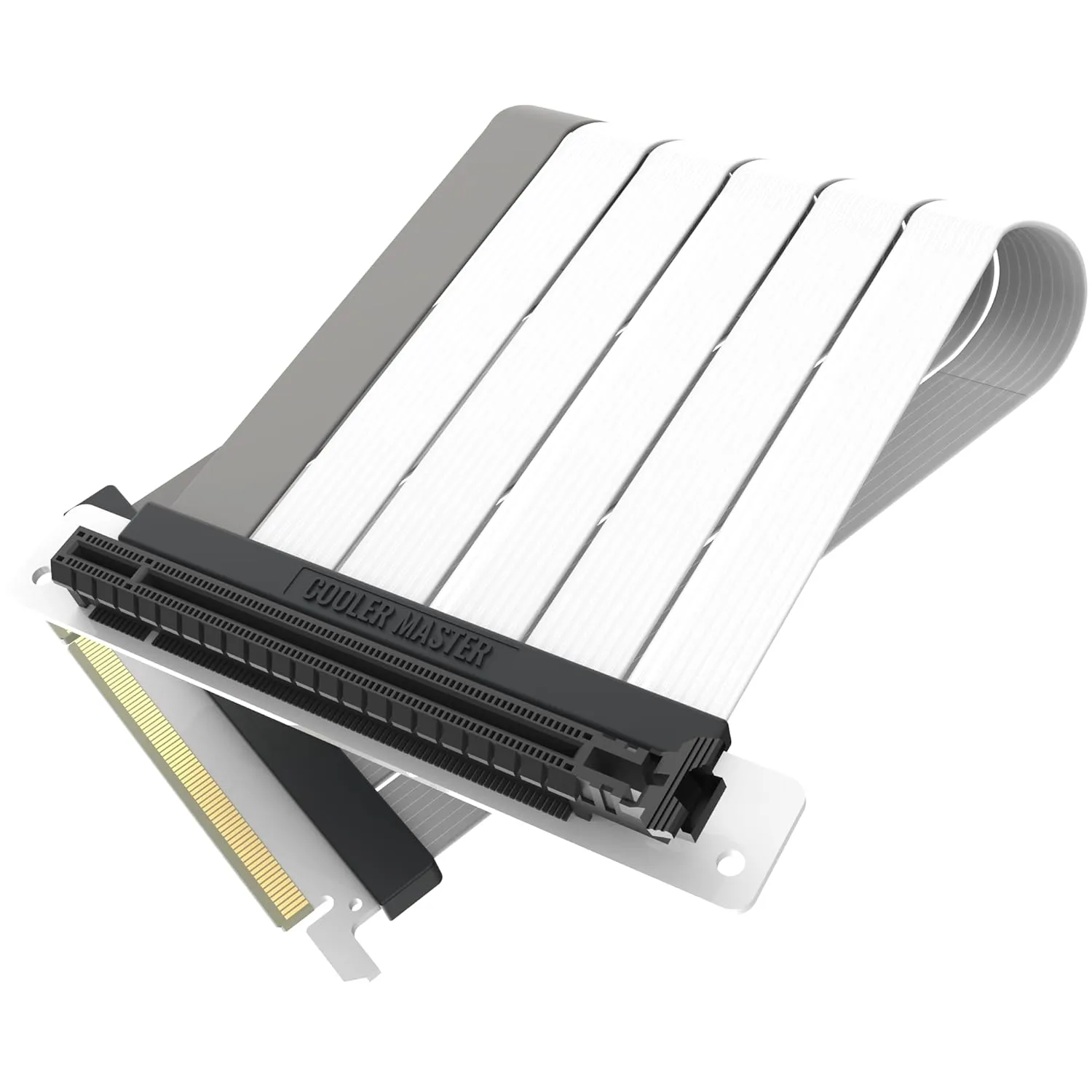 Cooler Master MasterAccessory Riser Cable PCIe 4.0 x16 200mm V2 White, PCIe 4.0 | Older Compatible, EMI shielded 30 AWG, TPE Cable Sleeves, Protective ABS Casing for GPU Card (MCA-U002R-WPCI40-200)