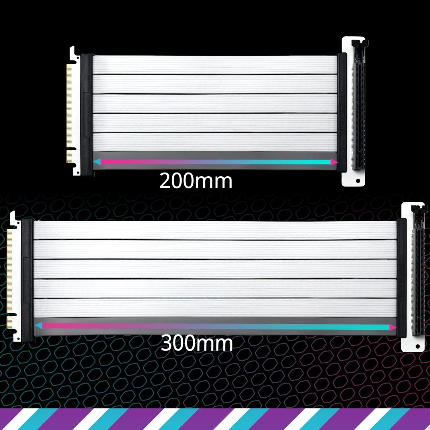 Cooler Master MasterAccessory Riser Cable PCIe 4.0 x16 200mm V2 White, PCIe 4.0 | Older Compatible, EMI shielded 30 AWG, TPE Cable Sleeves, Protective ABS Casing for GPU Card (MCA-U002R-WPCI40-200)