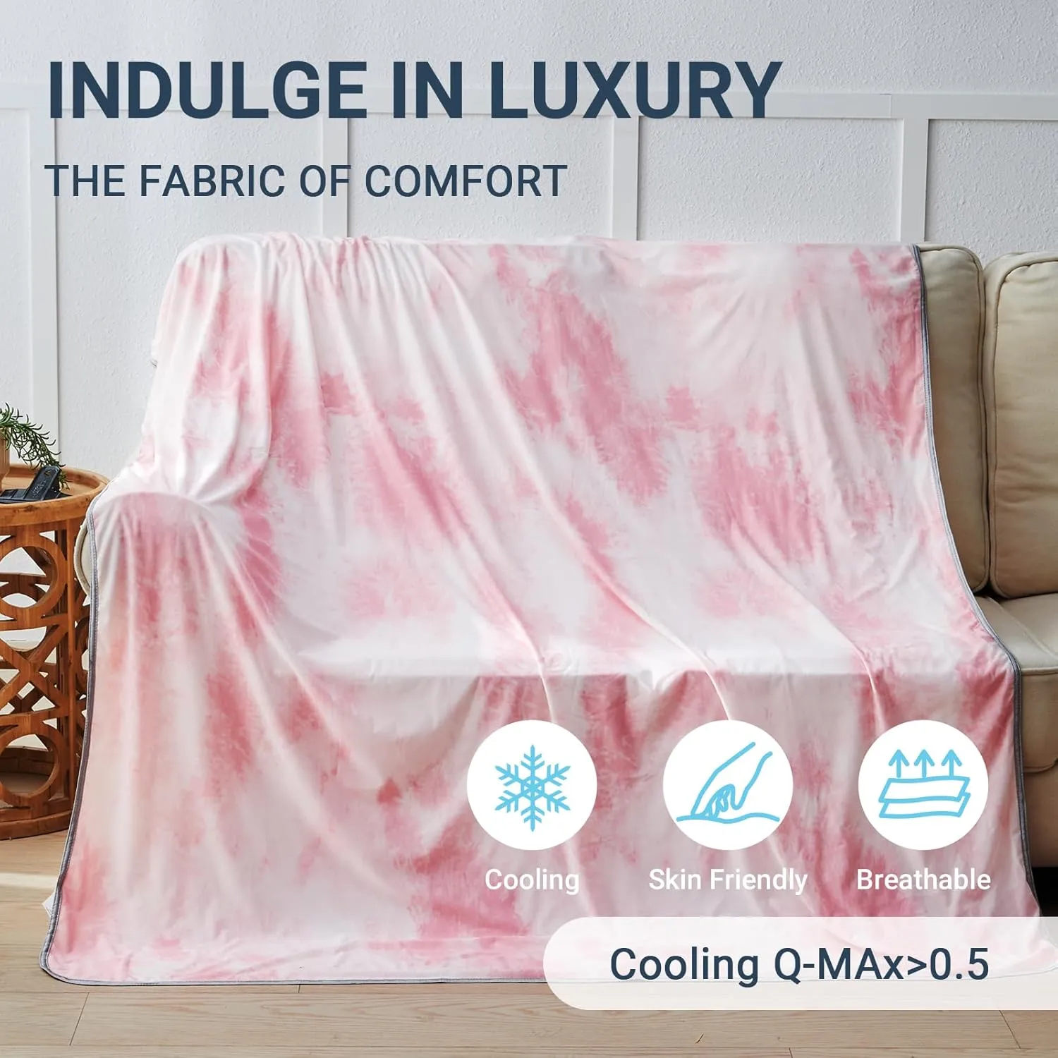 Cooling Blanket for Hot Sleepers Throw Size 50"x70", Summer Ice Cold Blanket Absorbs Heat to Keep Body Cool for Night Sweats, Lightweight Breathable Cold Blankets for Sleeping Bed & Sofa