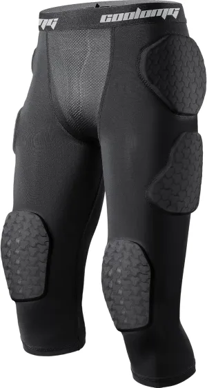 COOLOMG Youth Boys Football Girdle Padded Shorts/Leggings with Crotch Pocket,Integrated Hip,Tailbone,Thigh Pads Girdles