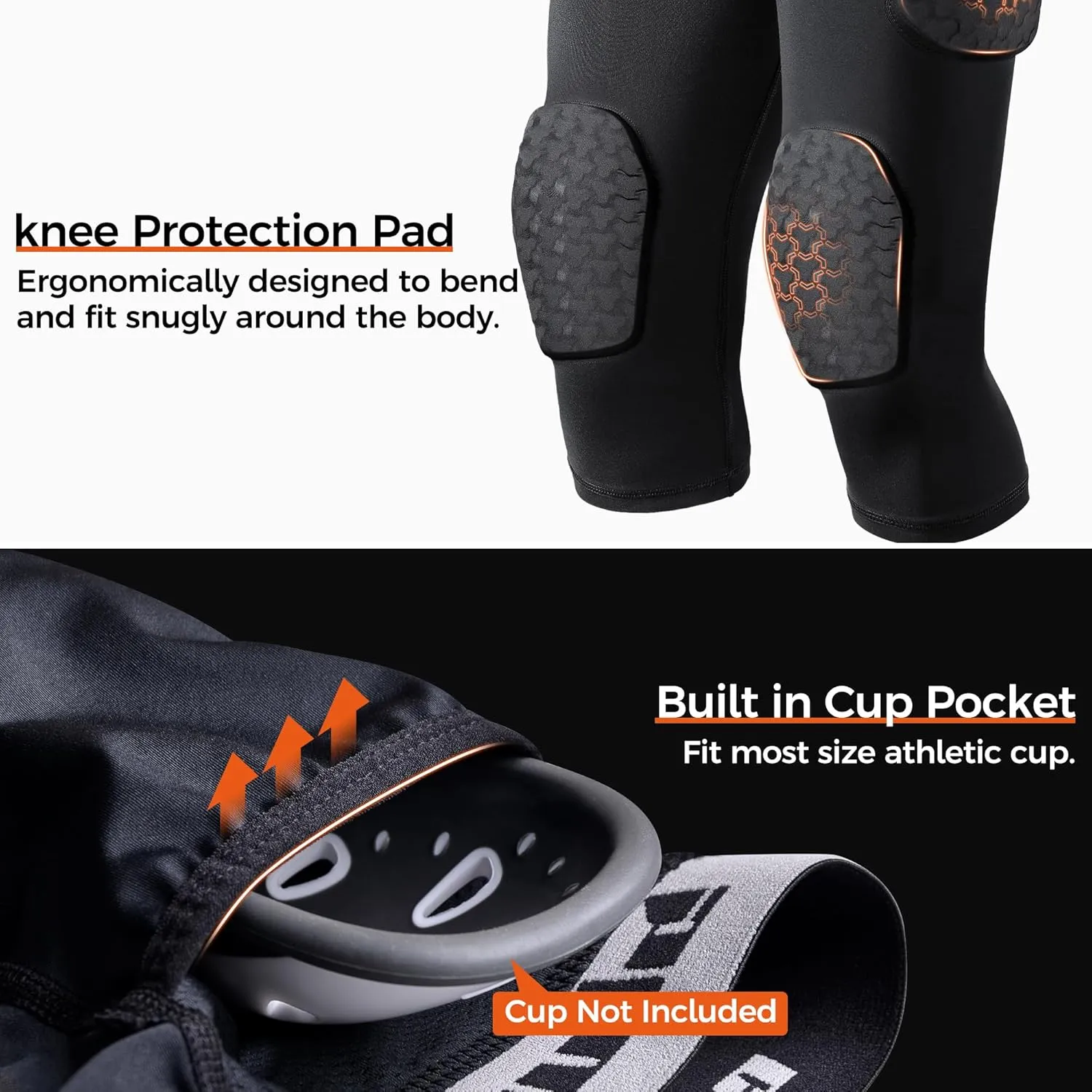 COOLOMG Youth Boys Football Girdle Padded Shorts/Leggings with Crotch Pocket,Integrated Hip,Tailbone,Thigh Pads Girdles