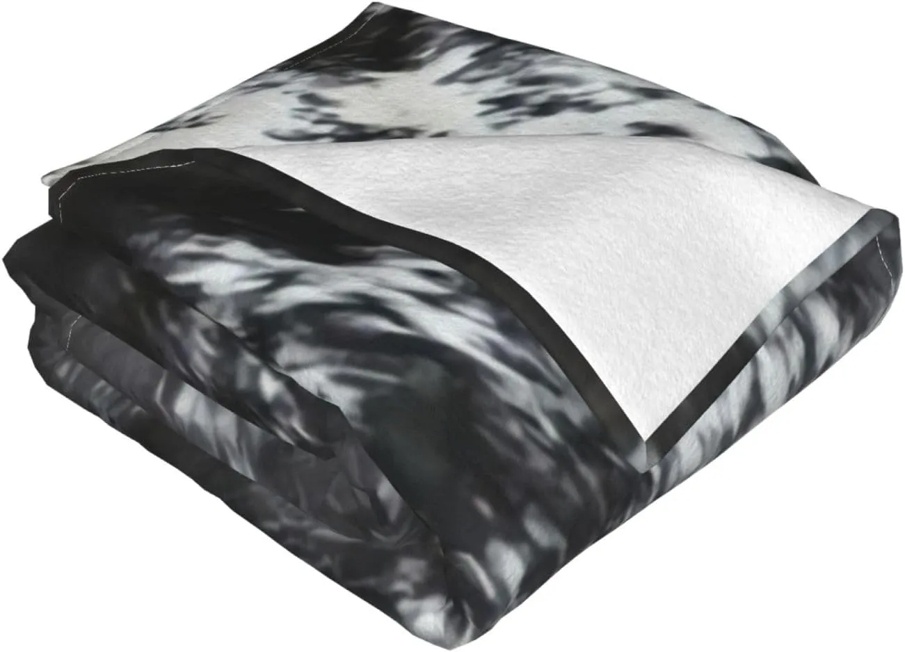 Cowhide Black and White 60"X50" Flannel Blanket - 100% Soft Polyester, Lightweight and Warm, Suitable for Families, Camping, Travel