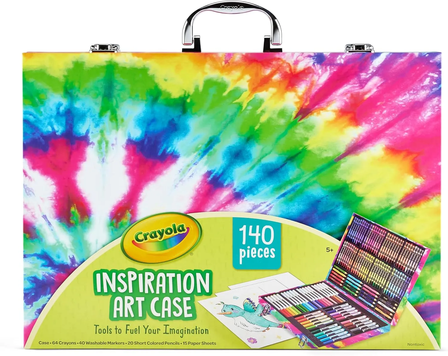 Crayola Inspiration Art Case Coloring Set - Tie-Dye (140ct), Art Supplies Set For Kids, Drawing Kit, Travel Gift for Girls & Boys, Ages 5  [Amazon Exclusive]