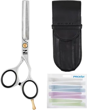 Cricket Centrix ZCON 30T Thinner Shear, Stainless Steel, Ultra Sharp Blade, Tension Knob, Relax Offset Handle, Shear Sheath, Ultra Clean Multi-Colored Clips, ($110.11 Value)