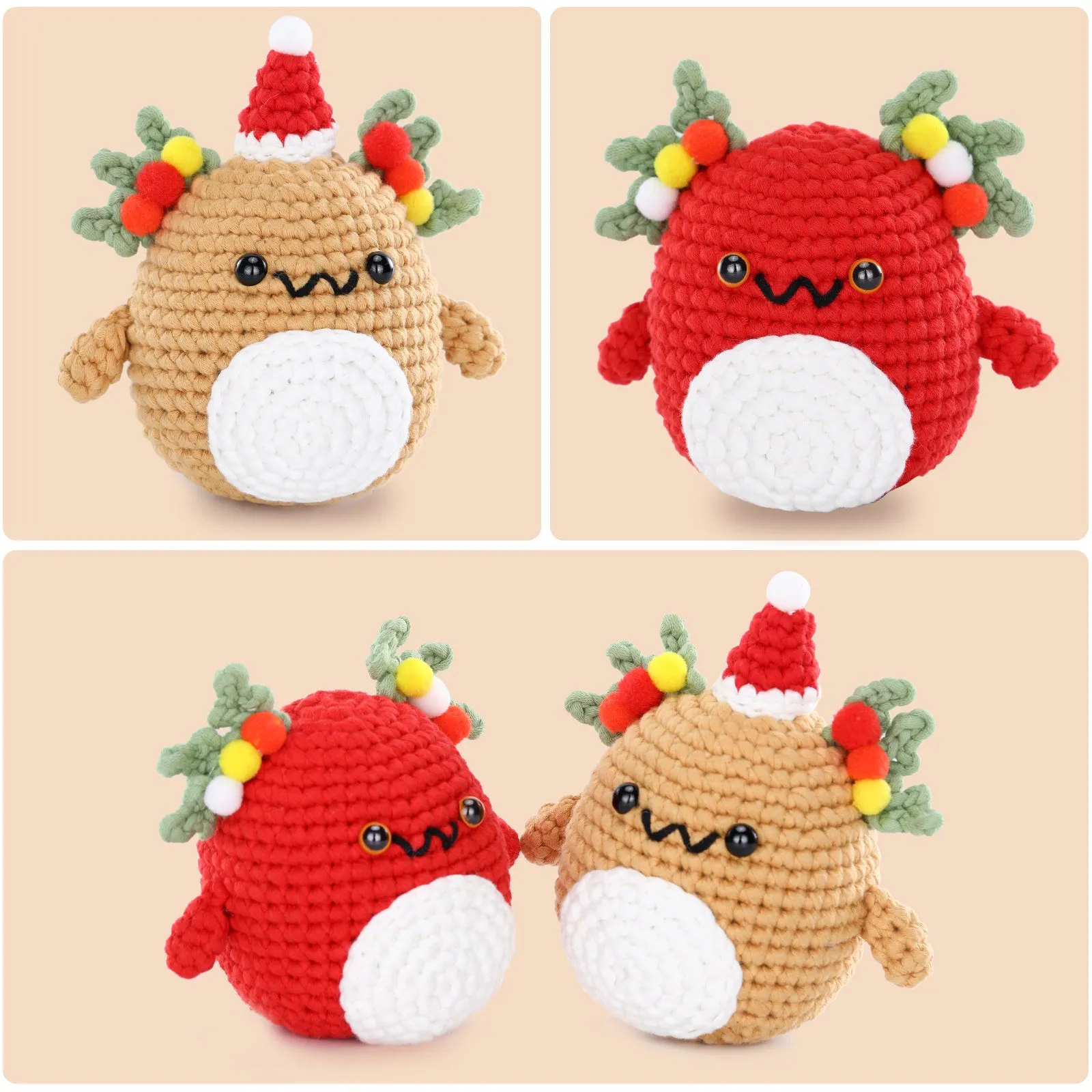 CROCHET BOX Crochet Kit for Beginners —— Christmas Axolotls
