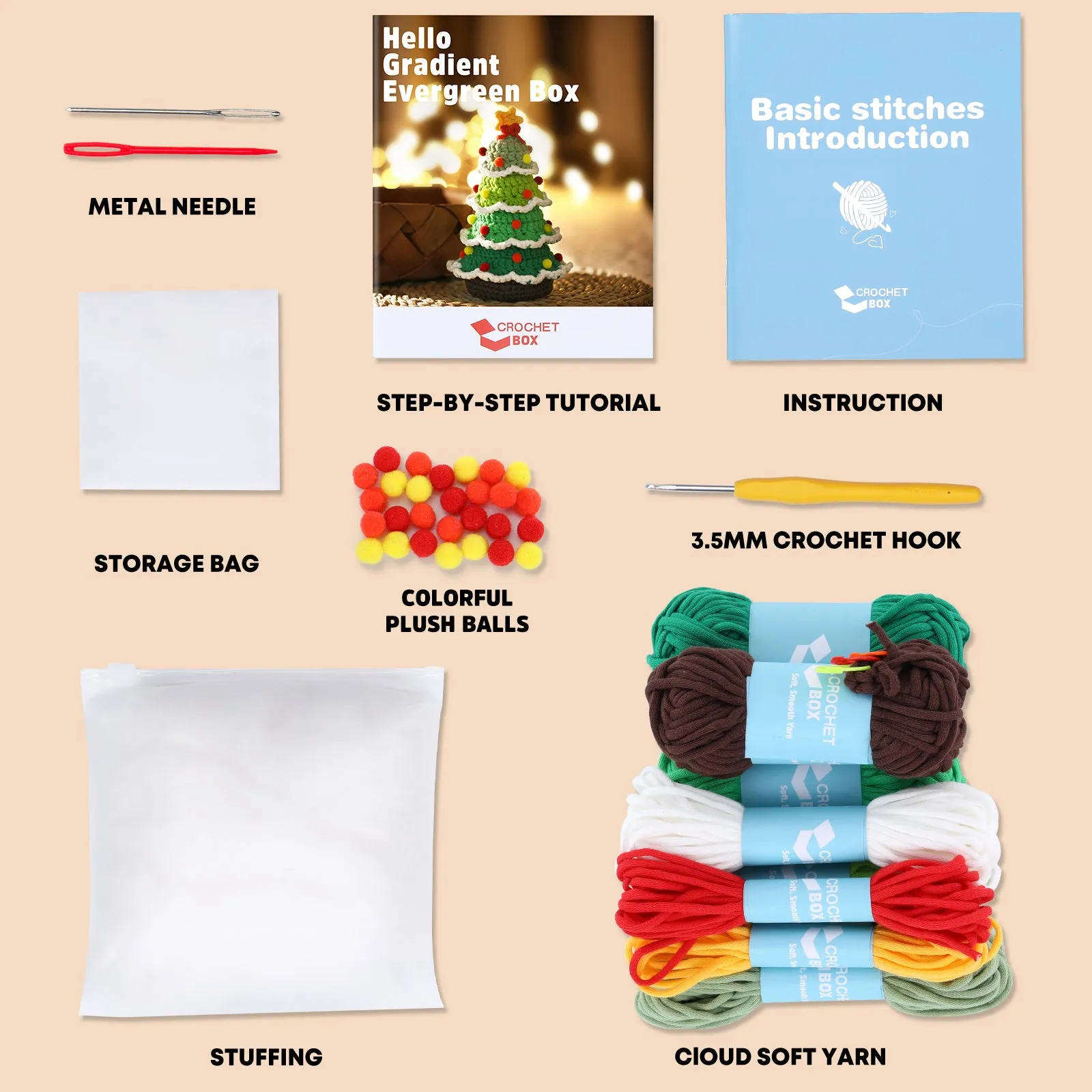 CROCHET BOX Crochet Kit for Beginners —— Christmas Tree Storage