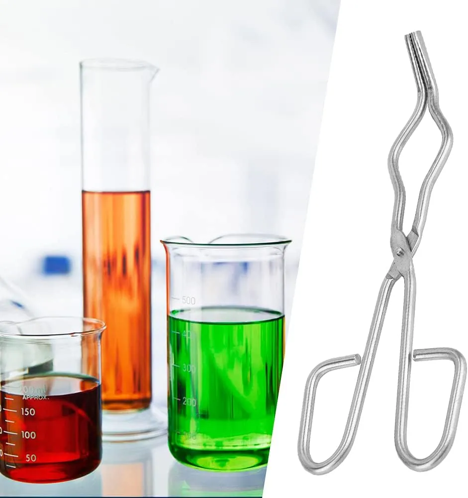 Crucible Tongs, Stainless Steel Professional Crucible Forceps Clamp Beaker Holder Pliers With Aircraft Class Rivet For Laboratory Industry (200mm)