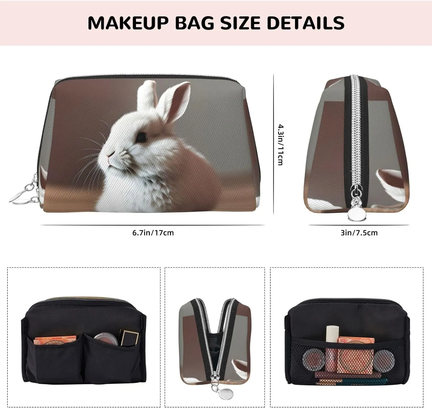 Cry White Rabbit Travel-Ready Toiletry Bag, Compact Makeup Organizer For Women