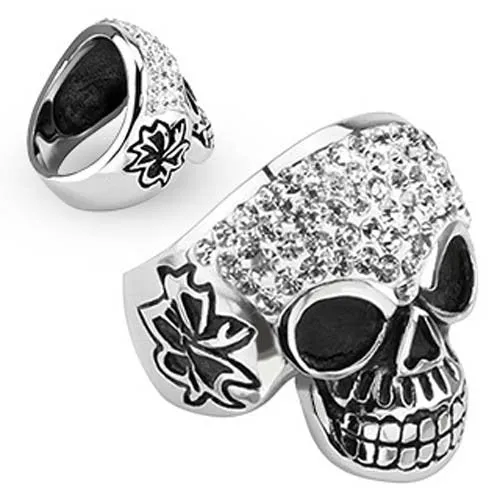 Crystal Skull - with Multi-Clear CZ Stones (#350)