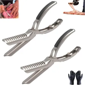 Cumuul Ribmem Pro, Solymall BBQ Rib Skinner Tool, Sherum Rib Membrane Remover Stainless Steel Tool, Ribili|Libiyi|Vianys|Pubyfun Rib Prep Tool Membrane Remover for Grill Masters and Chefs(2PCS)