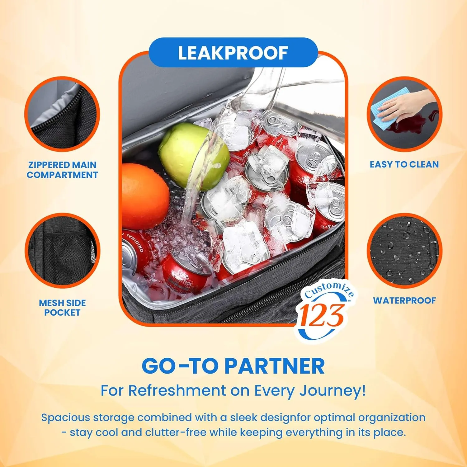 Custom Soft Cooler Bag - Personalize Your Insulated Bag | Backpack for Corporate Events or Gifts - Leak Proof Customizable Portable Cooler Bag Holds 16 Beer Cans - 14.75 x 9.75 x 4.75 - Customize 123