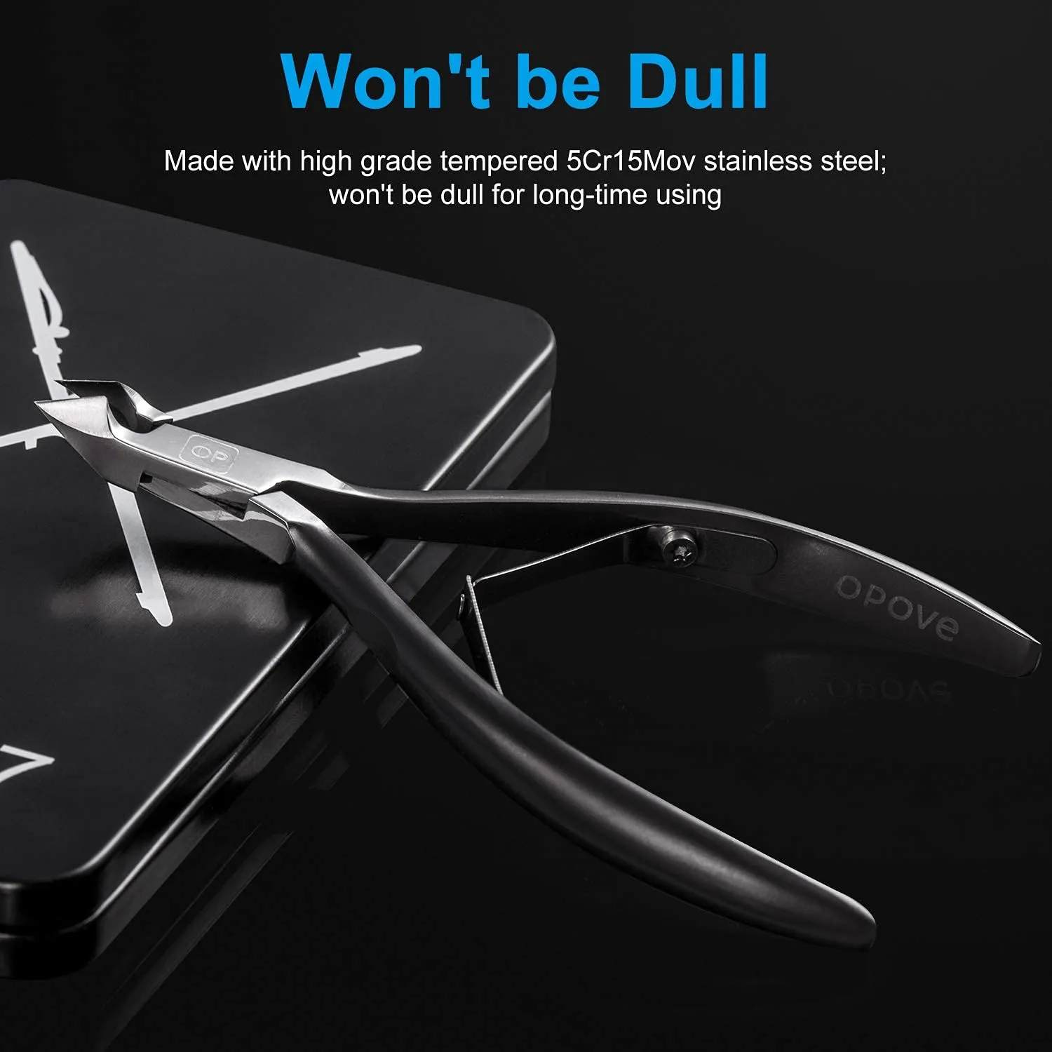 Cuticle Nippers Cuticle Trimmer Remover Clippers Stainless Steel Cutter Extremely Sharp Scissors Manicure Tool Nail Care, opove X7 Black