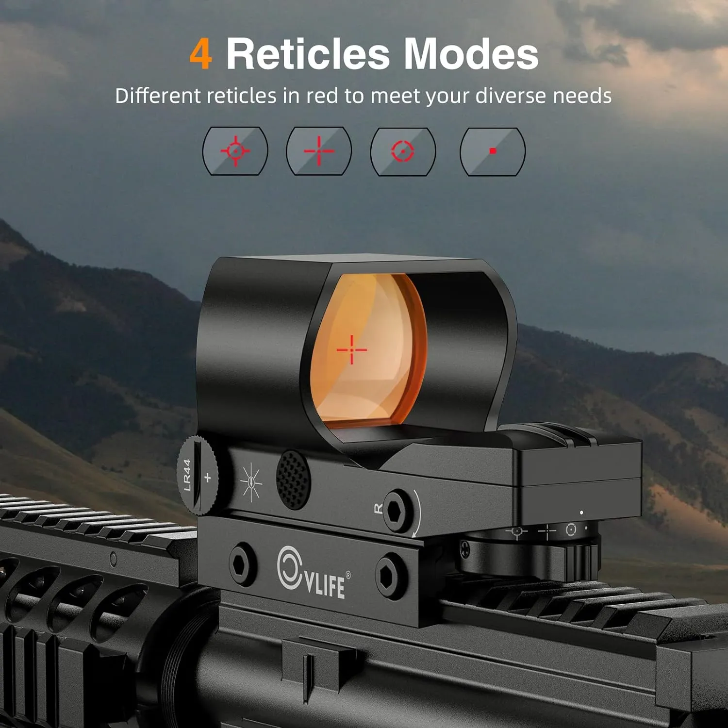 CVLIFE Reflex Sight, 1x28x40mm Red Dot Sight, 4 Adjustable Reticles Sight for 20mm Picatinny Rail, Red Dot Optics, Absolute Co-Witness