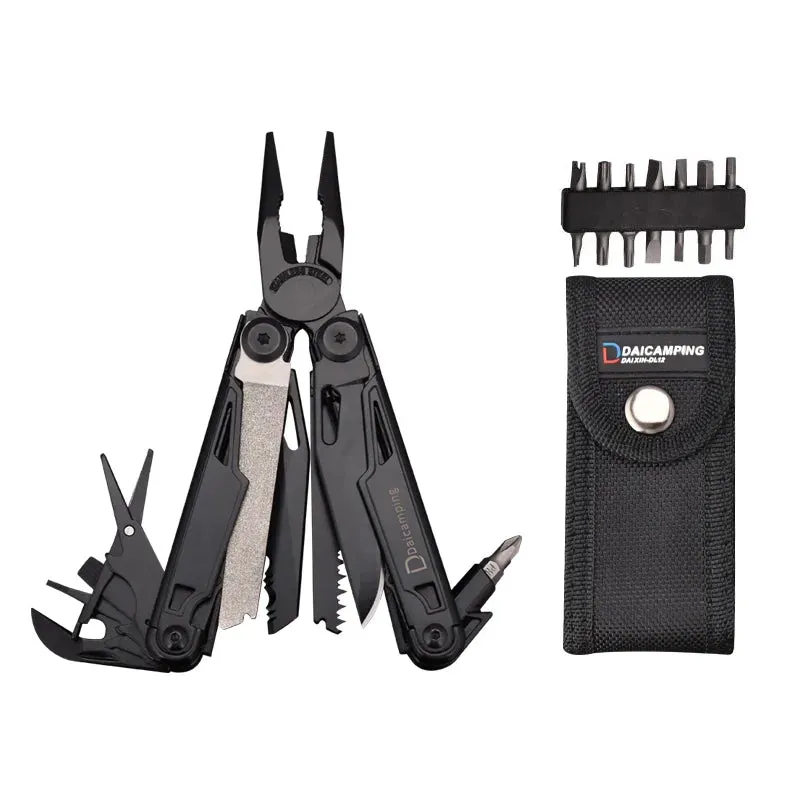 DAICAMPING DL12 EDC Multi-Tool with Folding Knife, Pliers, Saw, and Camping Gear