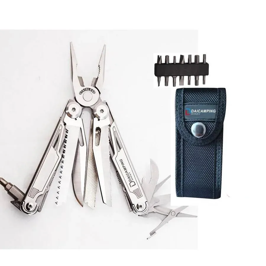 DAICAMPING DL12 EDC Multi-Tool with Folding Knife, Pliers, Saw, and Camping Gear