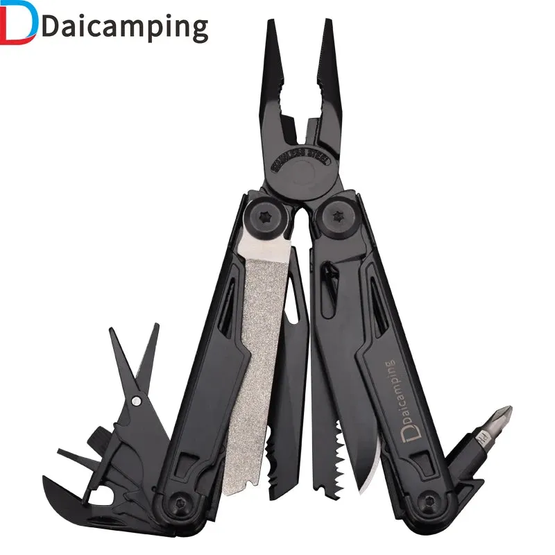 DAICAMPING DL12 EDC Multi-Tool with Folding Knife, Pliers, Saw, and Camping Gear