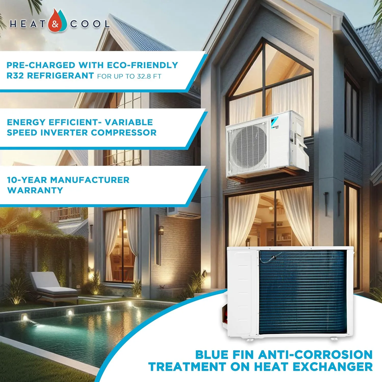 Daikin 12,000 BTU 18 SEER2 Entra R32 Series Ductless Mini Split Heat Pump System w/Maxwell All-Inclusive 15’ Installation Kit and Wall Mounting Bracket (230V), White, RXC12 FTXC12 IKM1438 WAFP24